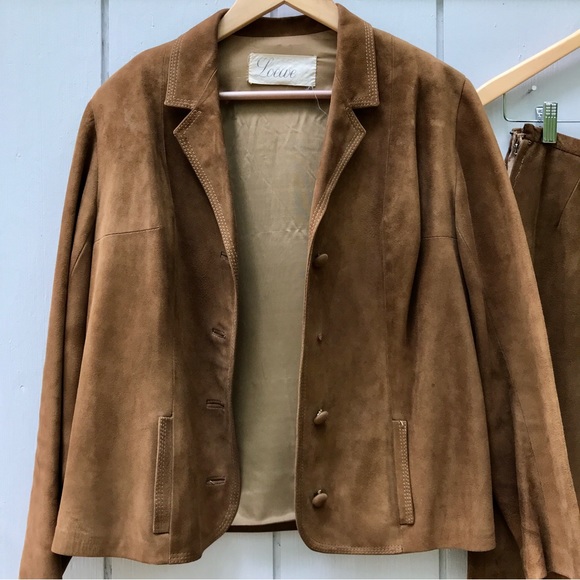 Rare Vintage Loewe Madrid 1960s Suede Leather Jacket and Skirt Set - Picture 3 of 15